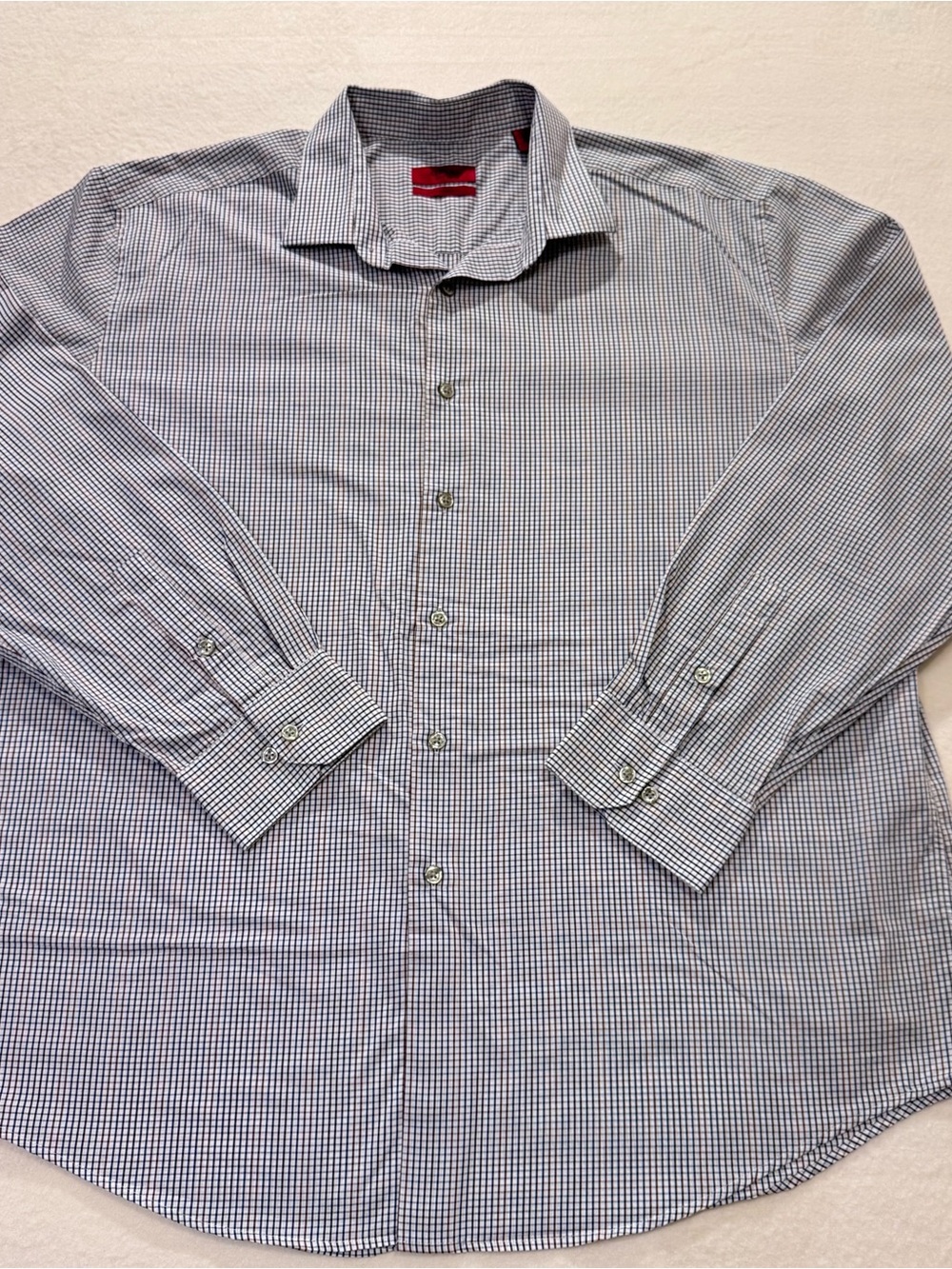 Alfani Men’s Blue and White Micro-Check Dress Shirt